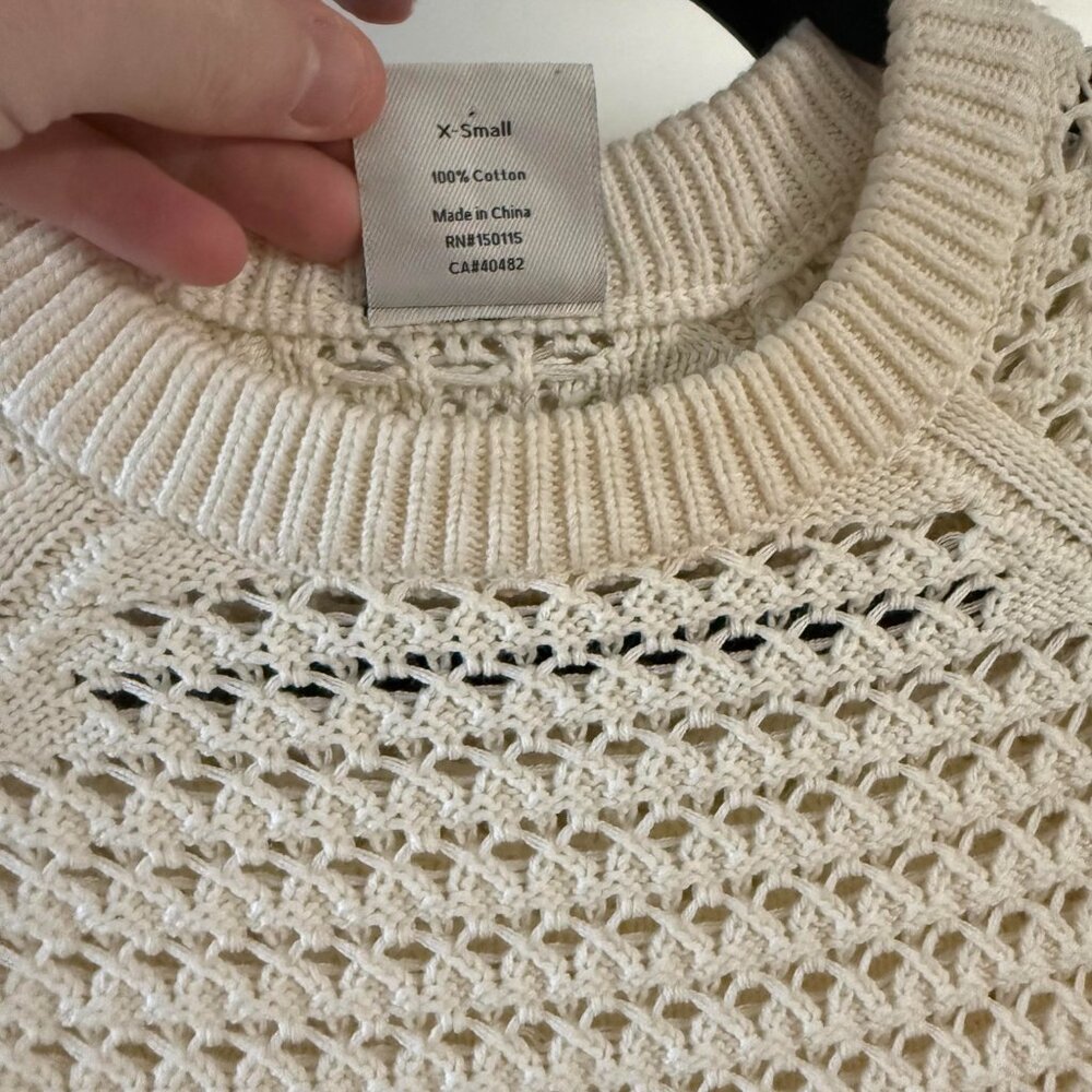 Varley Cream Open-Knit Short Sleeve Sweater - Picture 3 of 7